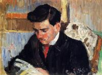 Pissarro, Camille - Portrait of Rodo Pissarro Reading, the Artist's Son